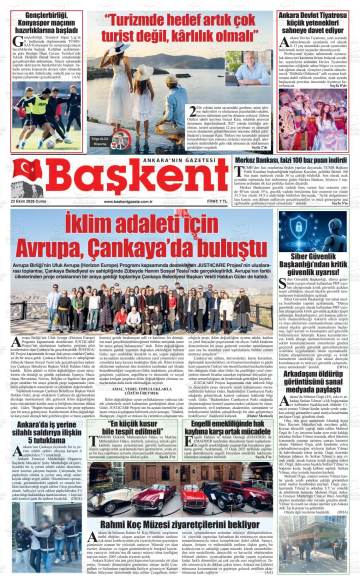 Başkent gazetesi ilk sayfası
