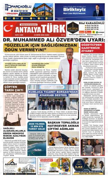 Antalya Türk gazetesi ilk sayfası