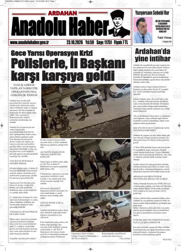 Anadolu Haber gazetesi ilk sayfası