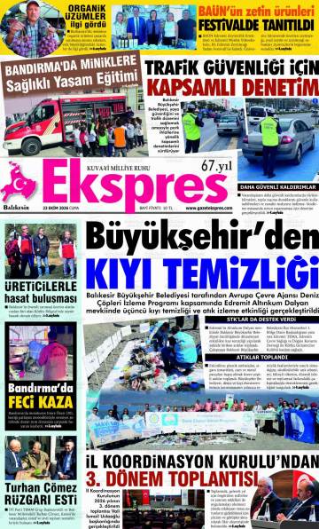 Balıkesir Ekspres gazetesi ilk sayfası