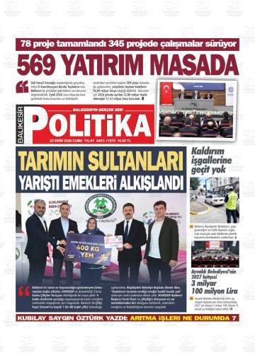 Balıkesir Politika gazetesi ilk sayfası