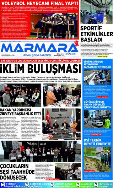 Marmara Bölge gazetesi ilk sayfası