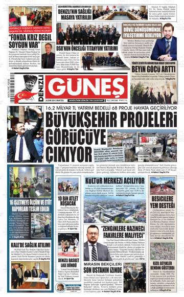 Denizli Güneş gazetesi ilk sayfası