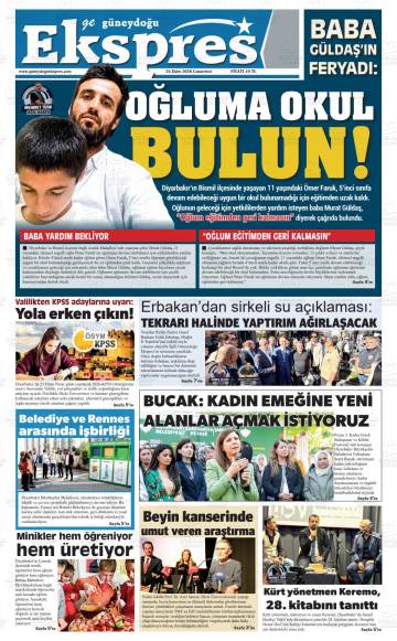 Ge Güneydoğu Ekspres gazetesi ilk sayfası