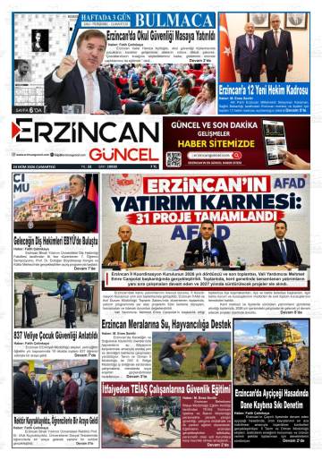 Erzincan Güncel gazetesi ilk sayfası