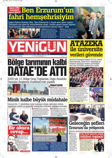Yenigün gazetesi ilk sayfası