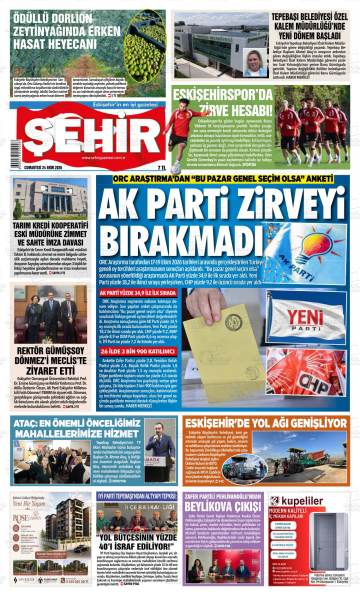 Şehir Gazetesi gazetesi ilk sayfası