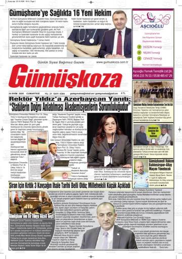 Gümüşkoza gazetesi ilk sayfası