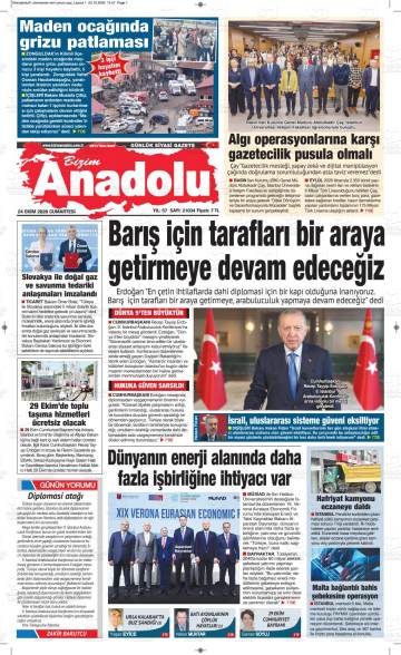 Bizim Anadolu gazetesi ilk sayfası