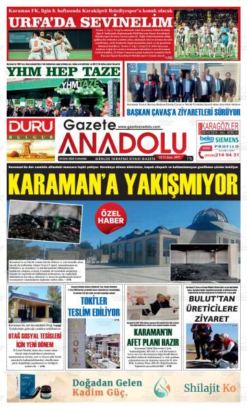 Gazete Anadolu gazetesi ilk sayfası