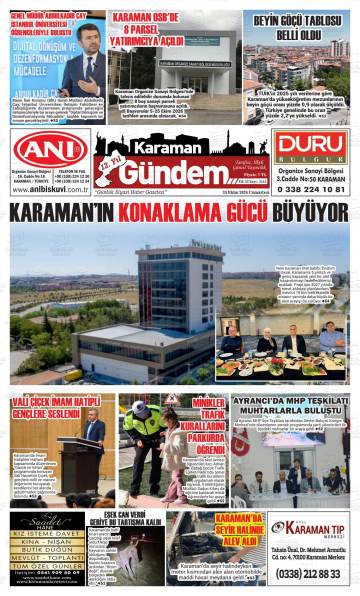 Karaman Gündem gazetesi ilk sayfası