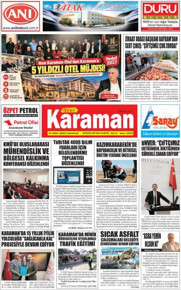 Yeni Karaman gazetesi ilk sayfası