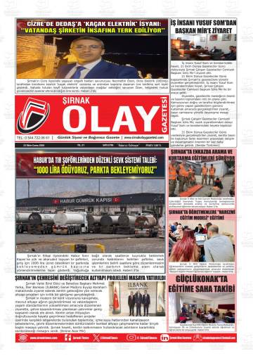 Şırnak Olay gazetesi ilk sayfası