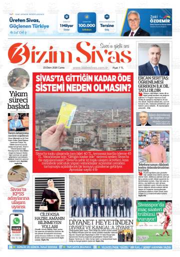 Bizim Sivas gazetesi ilk sayfası