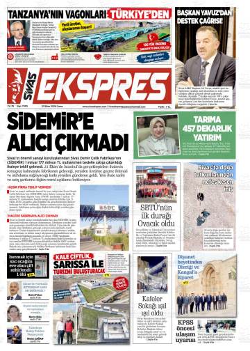 Sivas Ekspres gazetesi ilk sayfası