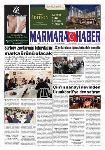 Marmara Haber gazetesi ilk sayfası