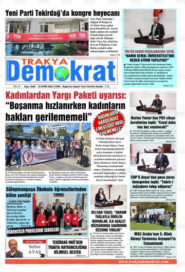 Trakya Demokrat gazetesi ilk sayfası