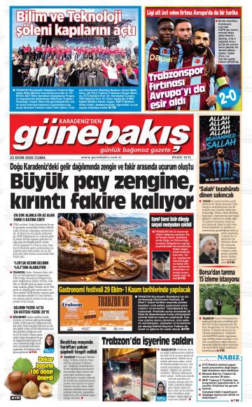 Karadeniz'den Günebakış gazetesi ilk sayfası