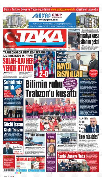 Taka gazetesi ilk sayfası