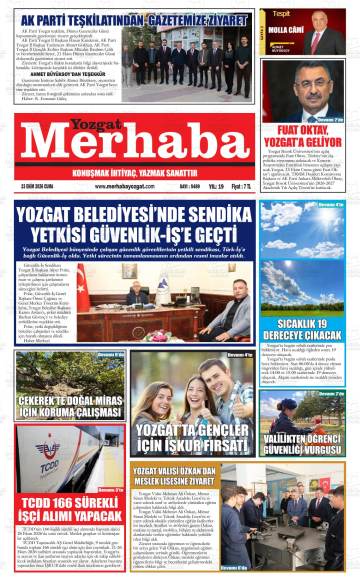 Merhaba Yozgat gazetesi ilk sayfası