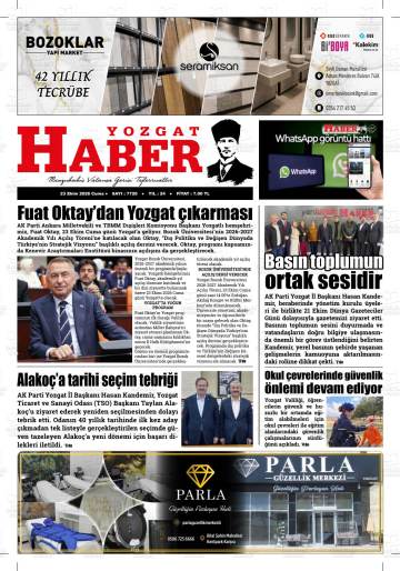 Yozgat Haber gazetesi ilk sayfası