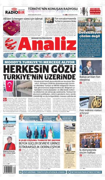 Analiz gazetesi ilk sayfası