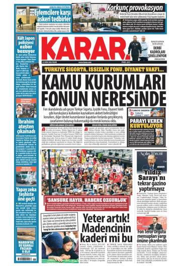 Karar gazetesi ilk sayfası