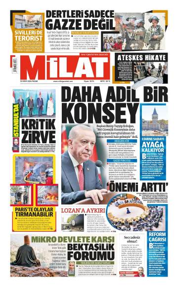 Milat gazetesi ilk sayfası
