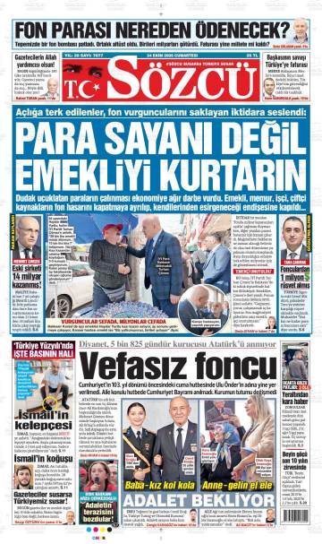 Sözcü gazetesi ilk sayfası