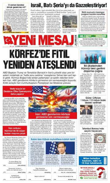 Yeni Mesaj gazetesi ilk sayfası