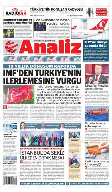 Analiz gazetesi ilk sayfası