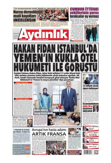 Aydınlık gazetesi ilk sayfası