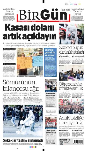 Birgün gazetesi ilk sayfası