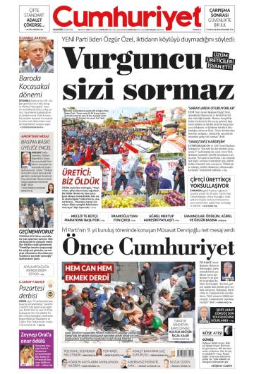 Cumhuriyet gazetesi ilk sayfası