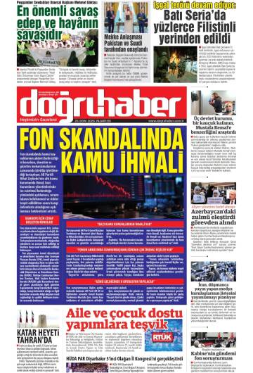 Doğru Haber gazetesi ilk sayfası