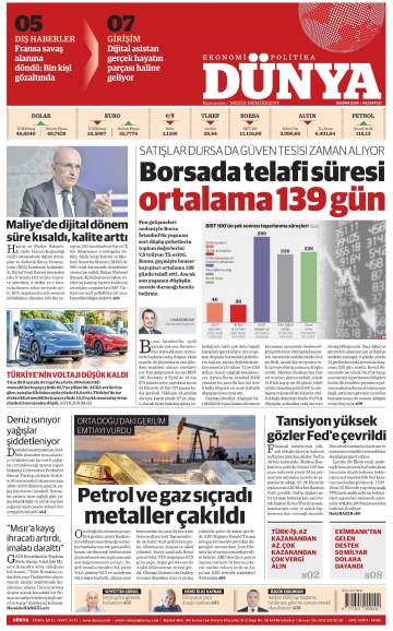 Dünya gazetesi ilk sayfası