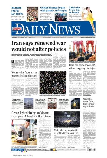 Hürriyet Daily News gazetesi ilk sayfası
