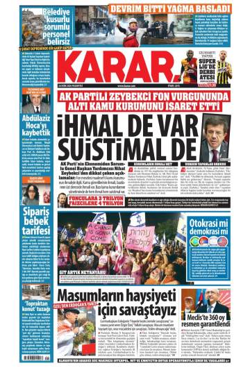 Karar gazetesi ilk sayfası