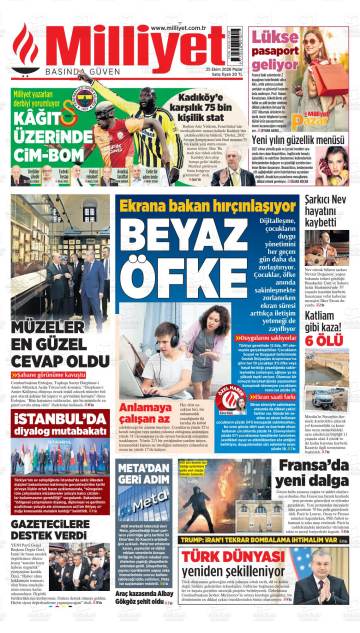 Milliyet gazetesi ilk sayfası
