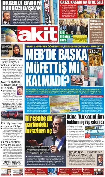Yeni Akit gazetesi ilk sayfası