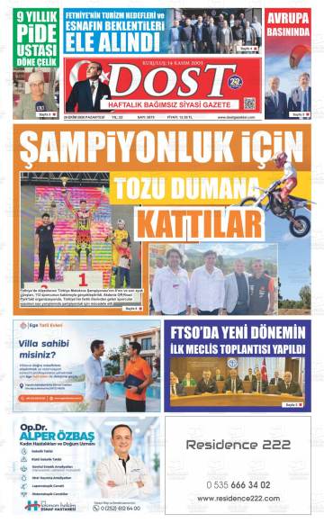 Dost gazetesi ilk sayfası