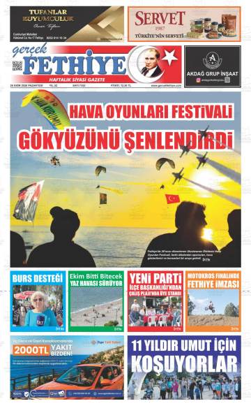 Gerçek Fethiye gazetesi ilk sayfası