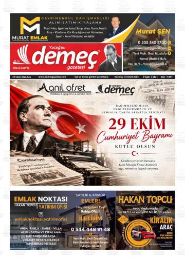 Yatağan Demeç gazetesi ilk sayfası