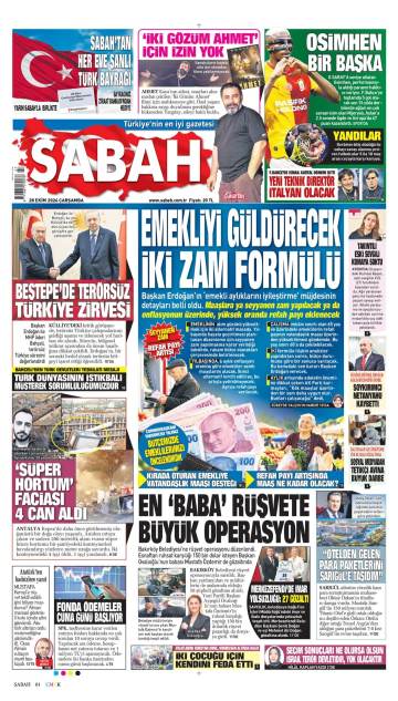 Sabah gazetesi ilk sayfası