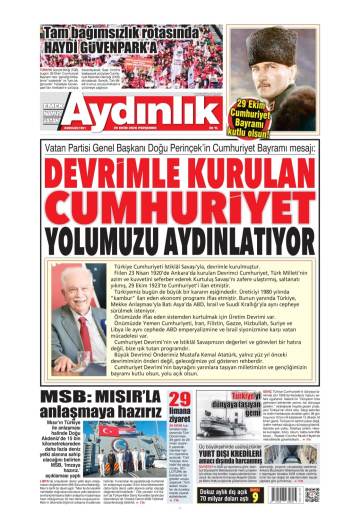 Aydınlık gazetesi ilk sayfası