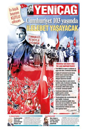 Türkiye'de Yeni Çağ gazetesi ilk sayfası