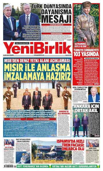 Yeni Birlik gazetesi ilk sayfası