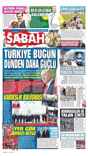Sabah gazetesi manşeti