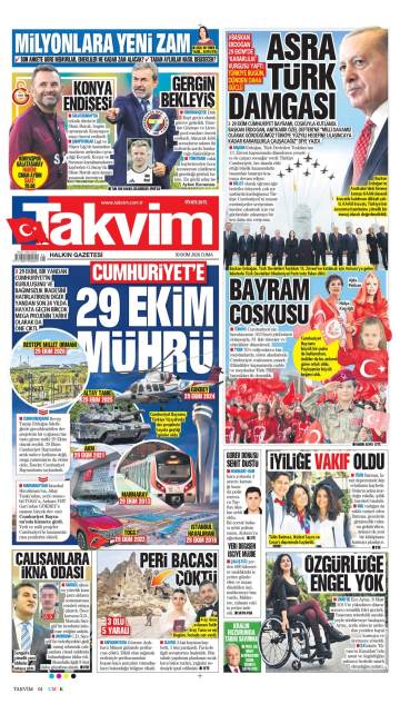 Takvim gazetesi manşeti