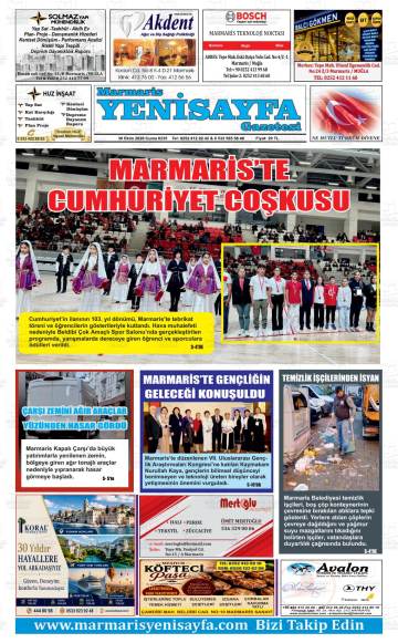 Marmaris Yenisayfa gazetesi ilk sayfası